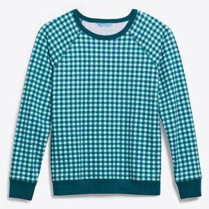 Draper James Natalie Green & White Gingham Print Long Sleeve Sweatshirt Sz 1X